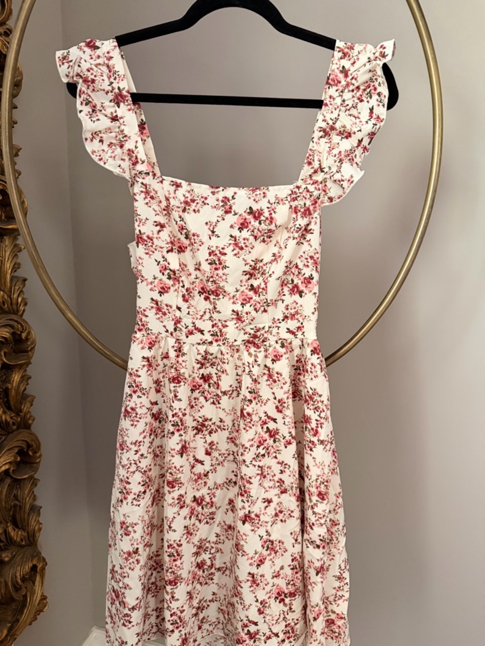 Floral Ruffle Strap Tie Back Sundress - Pink & White - Picture 4 of 4